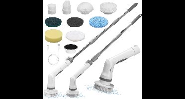 RVV® Elektrische Schrobborstel - Reinigingsborstel - Badkamerborstel - Inclusief 9 Borstels - 10x10x127cm