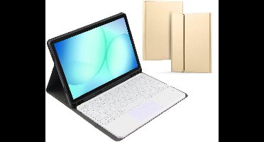 Ntech - Hoes Toetsenbord Geschikt voor Samsung Galaxy Tab A11 Plus Hoes Goud / Beschermhoes Galaxy Tab A9 Plus bluetooth toetsenbord QWERTY - Coverhoesje met Touchpad Muis Pencil Houder - Smart Folio Keyboard