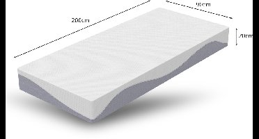 Schuimmatras 90x200 cm. Comfortabele matras met gemiddelde stevigheid, 20 cm hoog. Oeko-TEX gecertificeerd, grijs en wit, dubbelzijdig slaapoppervlak, H3, H4. Afneembare hoes.