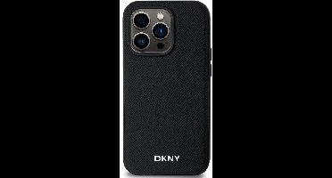 DKNY, Beschermhoesje Geschikt voor Apple iPhone 14 Pro MagSafe Elegant met metalen logo, Zwart