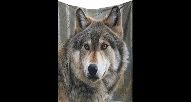 Fleece deken - wolf - flanel - plaid - 130 x 150 cm