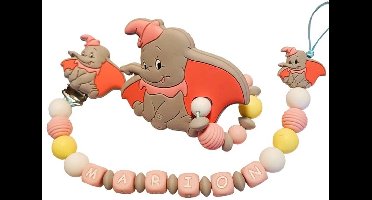 Siliconen Tutkoord & bijtring set - Dumbo met naam