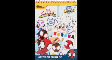 Spidey Waterverf Kleurboek met Kwast - 24 Pagina’s - Waterverfset voor Kinderen - Spiderman - Marvel - Jongens - Creatief - Verven -Amazing -Friends - Officieel Marvel Product