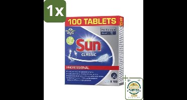 1 x Sun Classic - Pro Formula - Vaatwastabletten - 100 Tabletten- Vaatwasmiddel - Vaatwastabletten - Vaatwasmiddel 100 Tabletten - Vaatwasmiddel Met Extra Efficiëntie - Vaatwasmiddel Zonder Voorspoelen