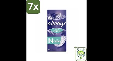7 x Always Daily Fresh - Inlegkruisjes - Normaal - Ongeparfumeerd - 30 Inlegkruisjes - Grootverpakking - Inlegkruisjes - Always - Inlegkruisjes Normaal - Maandverband - Hygiëne