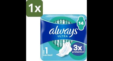1 x Always – Maandverband – Ultra Normal Plus – 14 Maandverbanden - Maandverband Met Vleugels - Normale Menstruatie - Altijd Ultra Normal Plus - Menstruatiebescherming - Ultradun Maandverband