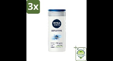 3 x Nivea - Men - Sensitive Douchegel - Hydraterend - 250 ml - Grootverpakking - Douchegel - Gevoelige Huid - Hydraterend - Verzachtend - NIVEA MEN