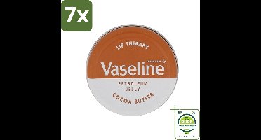 7 x Vaseline - Lip Therapy - Lippenbalsem - Cocoa Butter - 20 g - Grootverpakking - Lippenbalsem - Lippenverzorging - Droge Lippen - Gehydrateerde Lippen - Cacaoboter