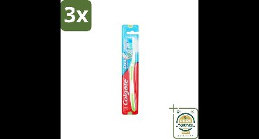 3 x Colgate - Tandenborstel - Extra Clean Medium - 1 Tandenborstel - Grootverpakking - Tandenborstel - Tandenpoetsen - Tandenborstel Medium - Tandenborstel Extra Clean - Tandenborstel Gebogen Kop