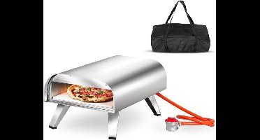 RVV® Pizza oven Buiten - Pizza oven Buiten - Pizza oven Buiten Gas - Pizza Gourmet - 460 ° C - Zilver - 59 cm x 36 cm x 27 cm