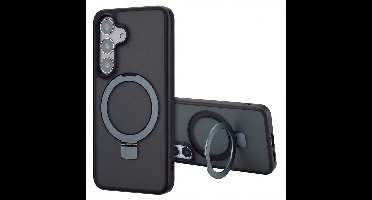 Accezz Hoesje - Geschikt voor Samsung Galaxy S25 - Ring Stand Backcover met Magnetische Ring - Zwart