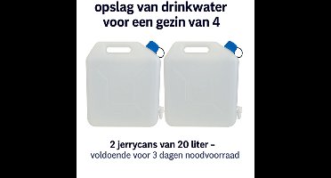 HEM Jerrycan Water 20L – Set van 2 – BPA-vrij – Met Schenkkraan – Stevige Watercontainer voor Camping, Caravan, Outdoor & Noodvoorraad