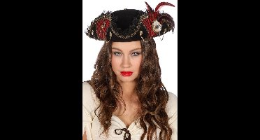 Piratenhoed luxe zwart/rood gestreept