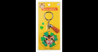 Sleutelhanger met kwastje | Acryl sleutelhanger - Tijger