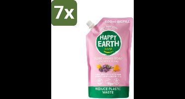 7 x Happy Earth – Handzeep Navulling – 100% Natuurlijk Lavender Ylang – 600 ml - Handzeep Navulling - Natuurlijke Handzeep - Vegan Handzeep - Lavendel Handzeep - Ylang Handzeep