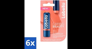 6 x Labello – CLippenbalsem – aring Beauty Nude – 6 ml - Lippenbalsem - Rode Lippenbalsem - Verzorgende Lippenbalsem - Hydraatende Lippenbalsem - Natuurlijke Lippenbalsem