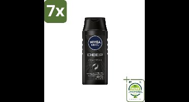 7 x NIVEA MEN - Shampoo - Deep - 250 ml - Grootverpakking - Diepe Reiniging Haar - Frisheid Haar - Actieve Kool Shampoo - Mannelijke Haar Reiniging - Gezond Haar