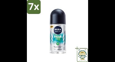 7 x NIVEA MEN - Deodorant Roller - Fresh Kick - 50 ml - Grootverpakking - NIVEA MEN Fresh Kick Deodorant Roller - Anti-transpirant - Cactuswater - Frisheid - 72 Uur Bescherming