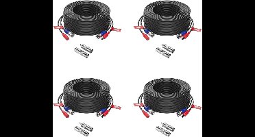 Anlapus 4X 30 Meter Video Power Cable BNC DC Extension Cable for CCTV Security Camera DVR System