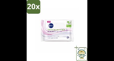 20 x NIVEA - Reinigingsdoekjes - Verzachtend - Droge Huid - Verwijdert Waterbestendige Make-up - 25 Doekjes - Grootverpakking - Gezichtsreinigingsdoekjes - Droge Huid - Make-up Verwijderen - Amandelolie - Hydra IQ