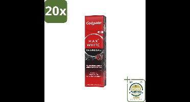 20 x Colgate - Tandpasta - Max White - Charcoal - 75 ml - Grootverpakking - Tandpasta - Witte Tanden - Houtskool - Whitening - Tanden Reinigen