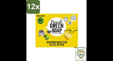 Marcel's Green Soap - Vaatwascapsules - Eco All-In-One Grapefruit & Limoen - Krachtige werking - 24 Vaatwascapsules - Voordeelverpakking - 12 stuks - Plasticvrij - Ecologisch schoonmaken