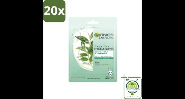 20 x Garnier - SkinActive - Hydra Bomb Tissue Masker - Groene Thee - 1 Gezichtsmasker - Grootverpakking - Huid Masker - Groene Thee Masker - Hydraterend Masker - Gezichtsmasker - Garnier Hydra Bomb