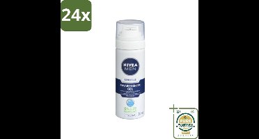 NIVEA MEN - Scheergel - Sensitive Mini - 30 ml - Voordeelverpakking - 24 stuks - Scheerbeurt - Roodheid