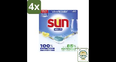 Sun - Vaatwastabletten - All-in-1 Citroen - 60 tabletten - Voordeelverpakking - 4 stuks - Reiniging - Schone vaat