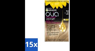 15 x Garnier - Olia 9 - Haarkleuring - Zeer Lichtblond - Zonder Ammoniak - Intense Langhoudende Kleur - Haarkleuring - Permanent Haarkleuring - Zonder Ammoniak - Grijsdekking - Intense Kleur