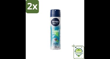 NIVEA MEN - Deodorant Spray - Fresh Kick - 150 ml - Voordeelverpakking - 2 stuks - Anti-transpirant spray - Cactuswater