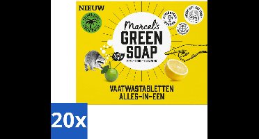 Marcel's Green Soap - Vaatwascapsules - Eco All-In-One Grapefruit & Limoen - Krachtige werking - 24 Vaatwascapsules - Bulkverpakking - 20 stuks