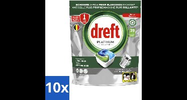 10 x Dreft - Vaatwastabletten - Platinum All-in-One Origineel - Compact formaat - 39 Tabletten - Vaatwasmiddel - Vaatwastablet - Reinigingsmiddel - Vet Verwijderen - Vaatwasser Filter Reinigen