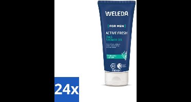 24 x WELEDA - Douchegel 3‑in‑1 Active Fresh Men - 200 ml - Douchegel - Mannen - 3-in-1 - Natuurlijke - Eucalyptus
