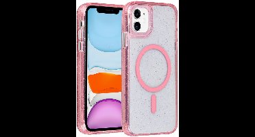 TUNIQ telefoonhoesje voor Apple iPhone 11 - MagSafe met glitter - Roze