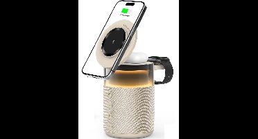 Draadloze oplader 5-in-1 - 15W Snellader - Qi Oplaadstation met Speaker & Nachtlamp - Geschikt voor MagSafe - Goud