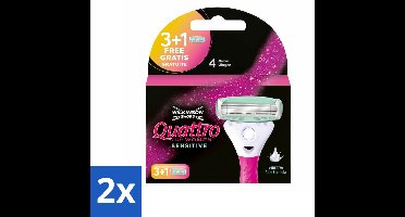 2 x Wilkinson Woman - Navulmesjes - Quattro Sensitive - Zacht - 4 mesjes - Scheermesjes - Scheermes - Scheerapparaat - Gevoelige Huid - Scheermesjes Voor Vrouwen