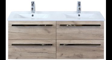 Seville Badmeubelset 120 cm - 4 Laden Craft Oak - Wastafel Enjoy Dubbel