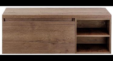 Frozen Badmeubelset 120 cm - Greeplijst in Kleur - Wastafel Regaalkast met Bovenblad Tabacco