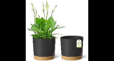 Unyqoos® Ronde kunststof bloempotten set met onderzetter en drainage voor binnen en buiten