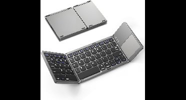 Opvouwbaar bluetooth touch toetsenbord, slim draagbaar draadloos toetsenbord met oplaadbare batterij geschikt voor android, Windows, iOS tablets en laptops met een grijze look.
