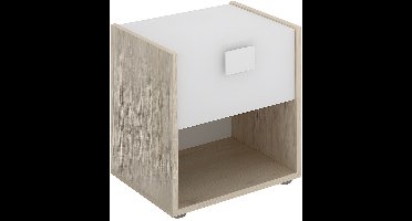 Vente-unique Nachtkastje - 1 lade en 1 nis - Naturel en wit - SONIA