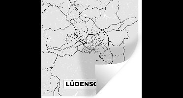 Muurstickers - Sticker Folie - Duitsland - Plattegrond - Lüdenscheid - Kaart - Stadskaart - 30x30 cm - Plakfolie - Muurstickers Kinderkamer - Zelfklevend Behang - Zelfklevend behangpapier - Stickerfolie