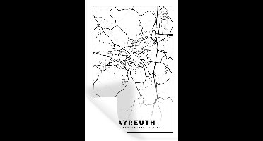 Muurstickers - Sticker Folie - Plattegrond - Bayreuth - Kaart - Stadskaart - 20x30 cm - Plakfolie - Muurstickers Kinderkamer - Zelfklevend Behang - Zelfklevend behangpapier - Stickerfolie