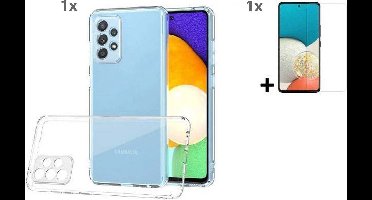 Hoesje Geschikt Voor Samsung Galaxy A53 5G Transparant Hoesje Met Glas Screenprotector - Hoesje Geschikt Voor Samsung Galaxy A53 5G case - Hoesje Geschikt Voor Samsung Galaxy A53 5G backcover - Ntech hoesje