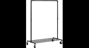 Azuru - Kledingrek - Kledingrek op wieltjes - Metaal - Zwart - 163 x 100 x 49 cm