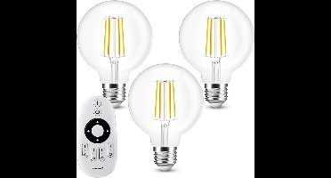 Milight Dual White 3 smart filament lampen met afstandsbediening - 7W - E27 fitting - G95 model - Smart lamp