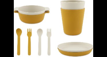 Trixie Eetset PLA Mustard - 2 bekers - 2 Kommetjes - 2 Borden - 2 vorken - 2 lepels