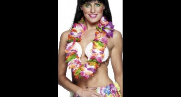 Set van 8x stuks hawaii krans/tropische bloemenslinger gekleurde bloemen - Verkleed accessoires - Feestartikelen