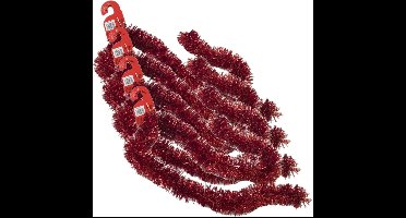 Kerstslinger - 4x stuks - rood - folie lametta - 180 x 7 cm - kerstboom versiering / guirlandes - kerstversiering